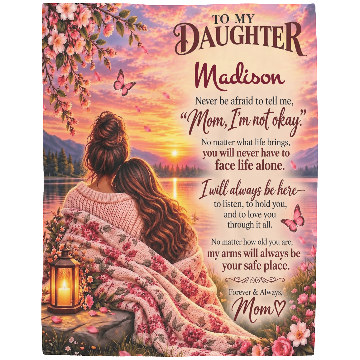 Personalized To My Daughter Blanket – Forever & Always Keepsake Gift from Mom
