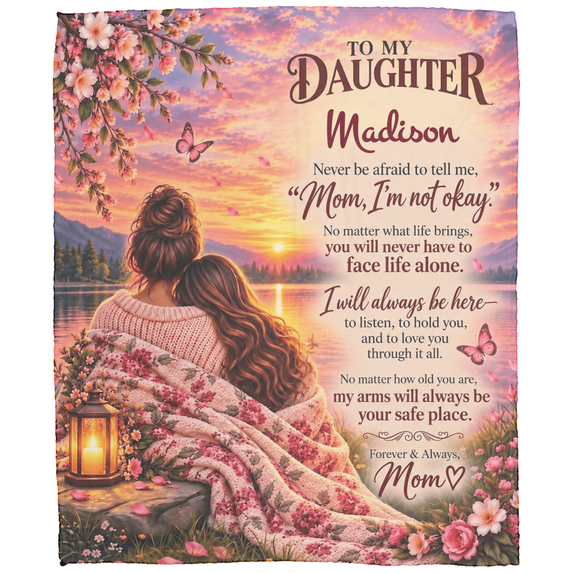 Personalized To My Daughter Blanket – Forever & Always Keepsake Gift from Mom