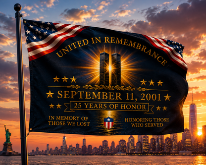 9/11 Memorial Flag – We Will Never Forget Double-Sided American Tribute Flag