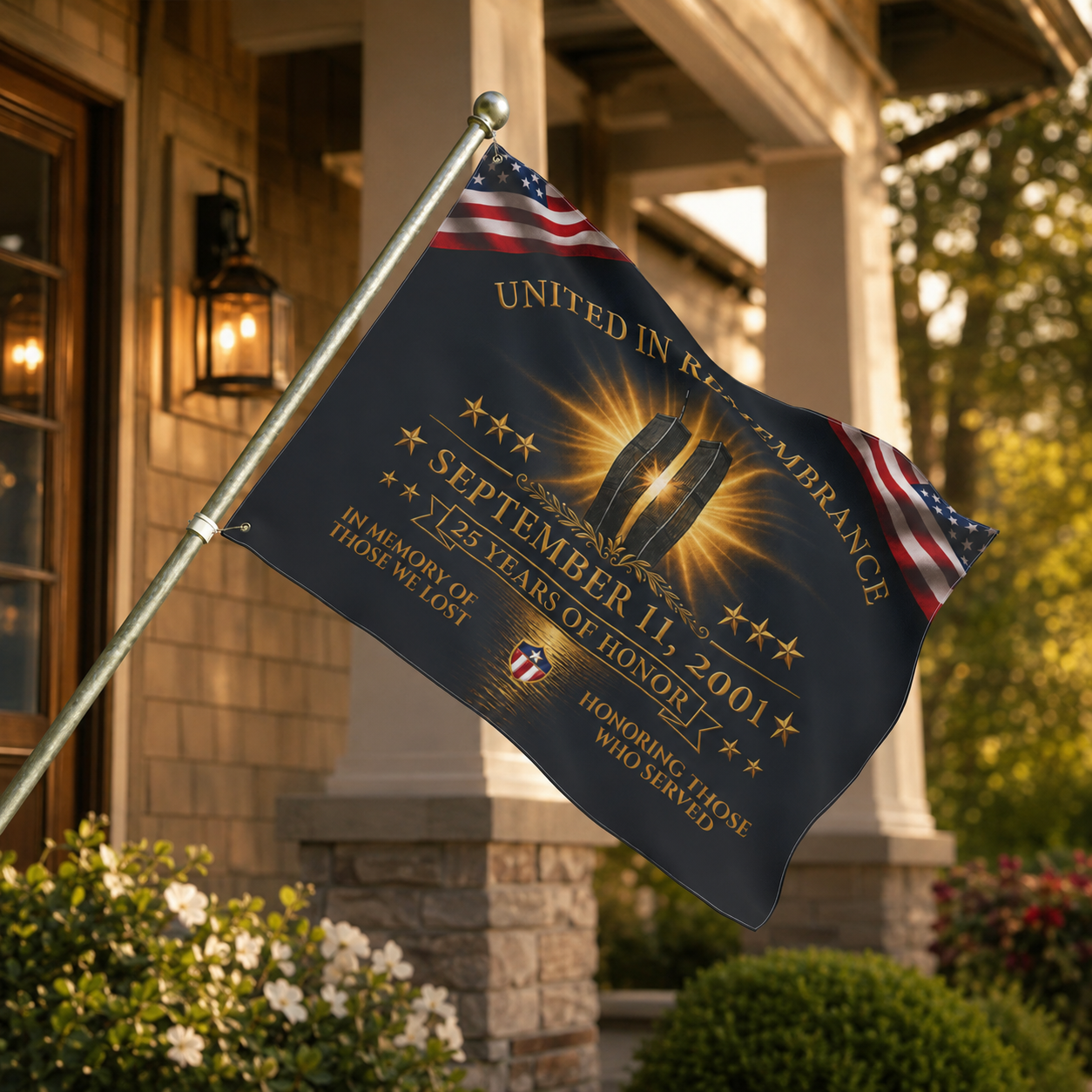 9/11 Memorial Flag – We Will Never Forget Double-Sided American Tribute Flag