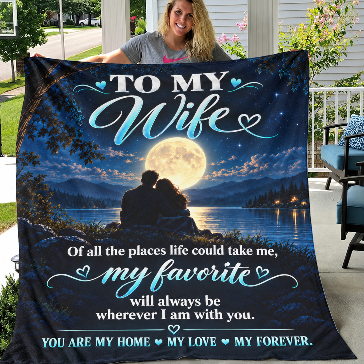 To My Wife — My Favorite Place Is With You Romantic Blanket