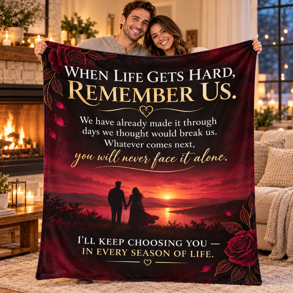 To My Wife — When Life Gets Hard, Remember Us Romantic Blanket
