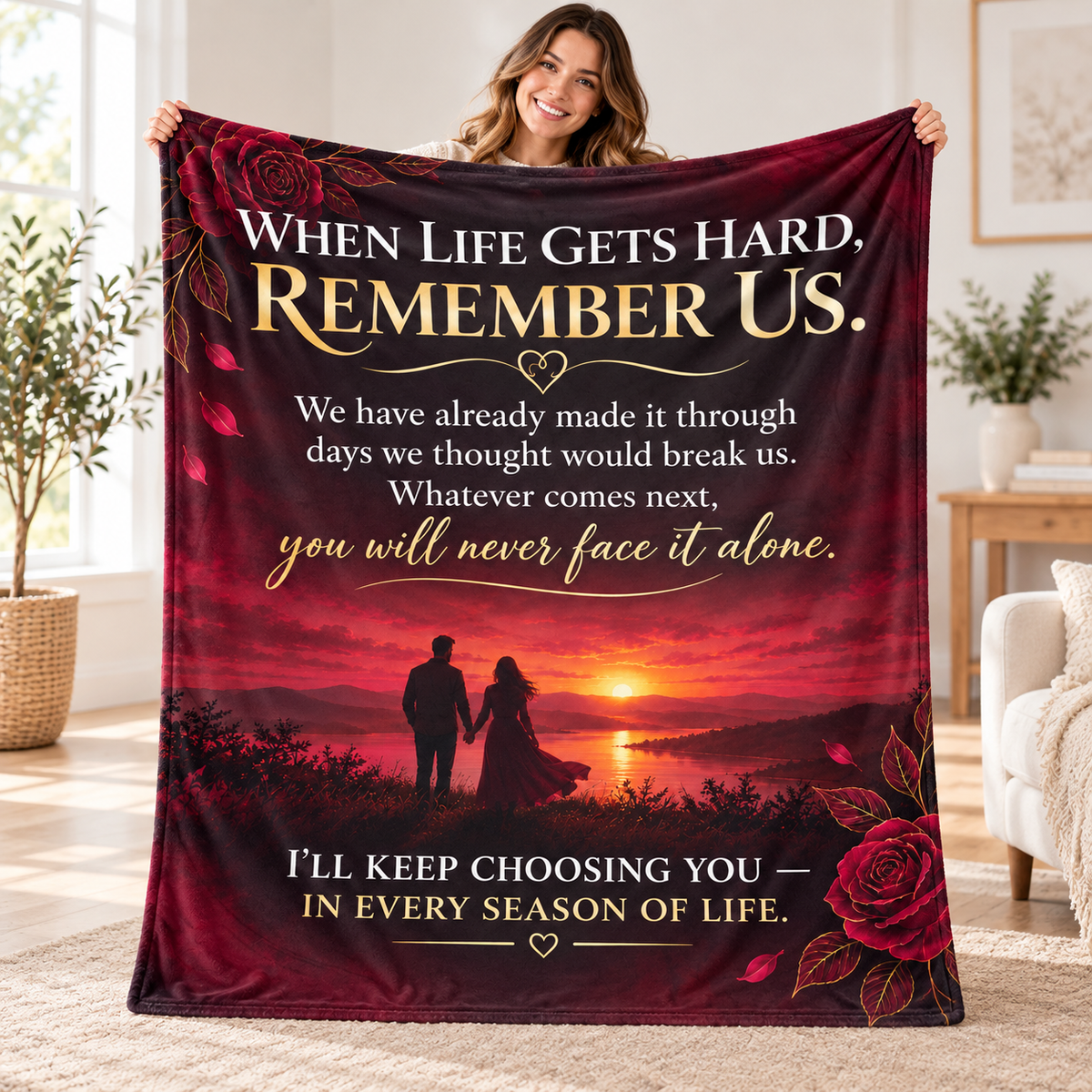 To My Wife — When Life Gets Hard, Remember Us Romantic Blanket