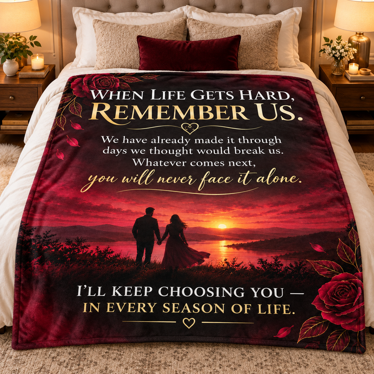 To My Wife — When Life Gets Hard, Remember Us Romantic Blanket