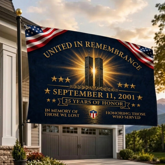 9/11 Memorial Flag – We Will Never Forget Double-Sided American Tribute Flag