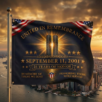 9/11 Memorial Flag – We Will Never Forget Double-Sided American Tribute Flag