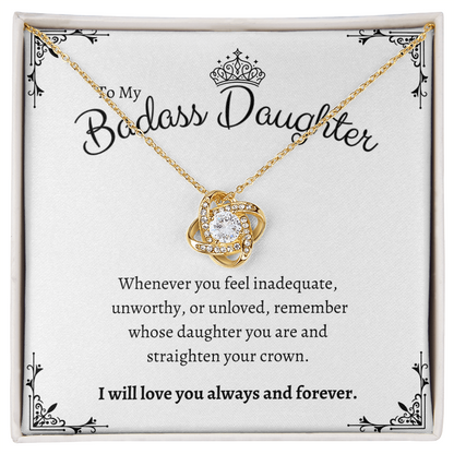 To My Badass Daughter – Crown Message Card Necklace