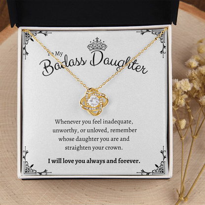 To My Badass Daughter – Crown Message Card Necklace