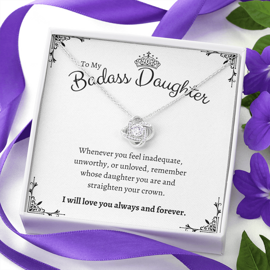 To My Badass Daughter – Crown Message Card Necklace