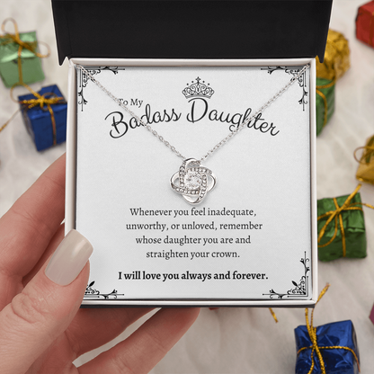To My Badass Daughter – Crown Message Card Necklace