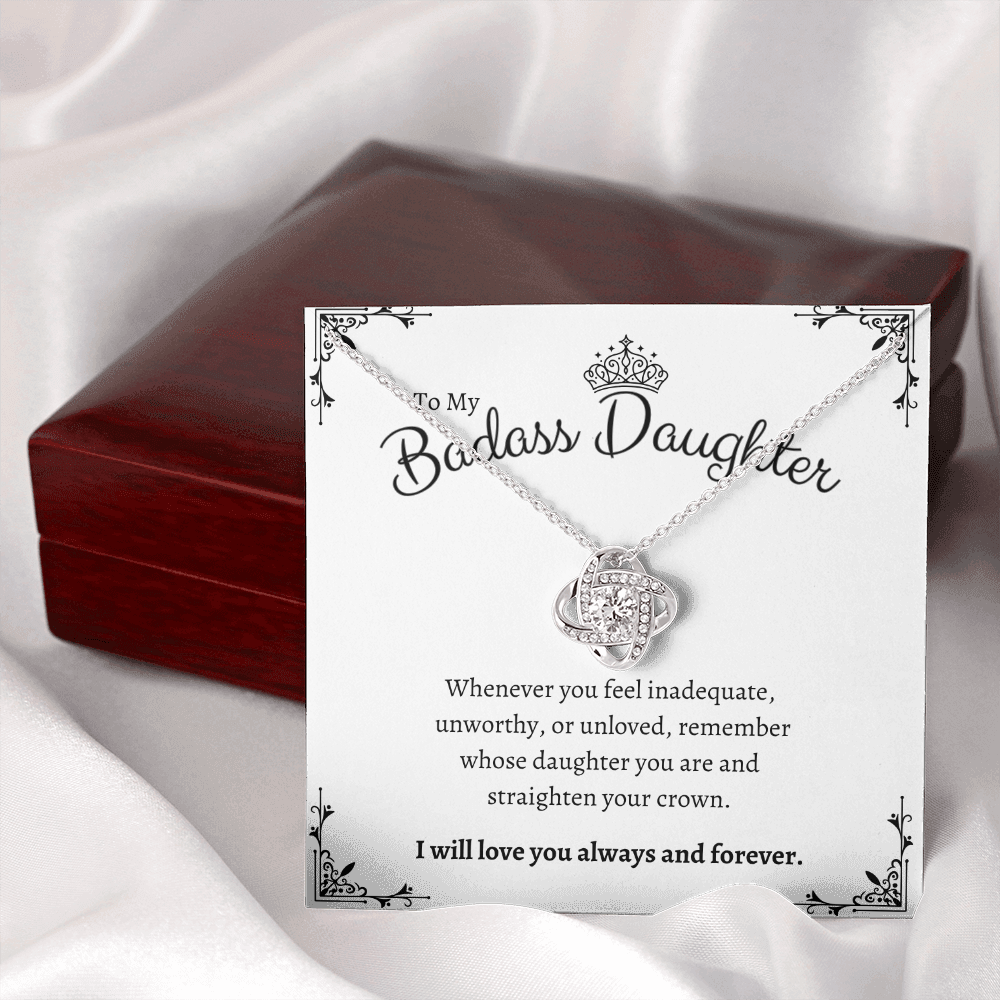To My Badass Daughter – Crown Message Card Necklace