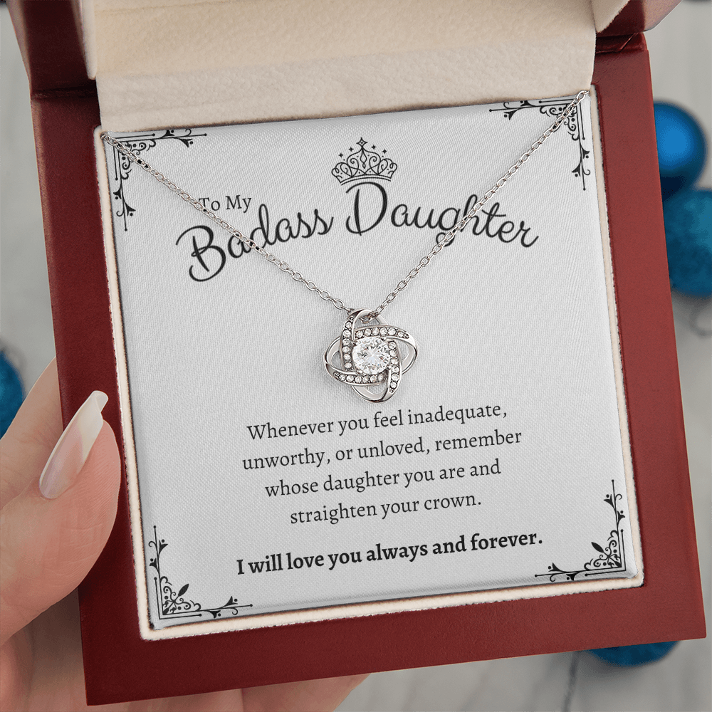 To My Badass Daughter – Crown Message Card Necklace