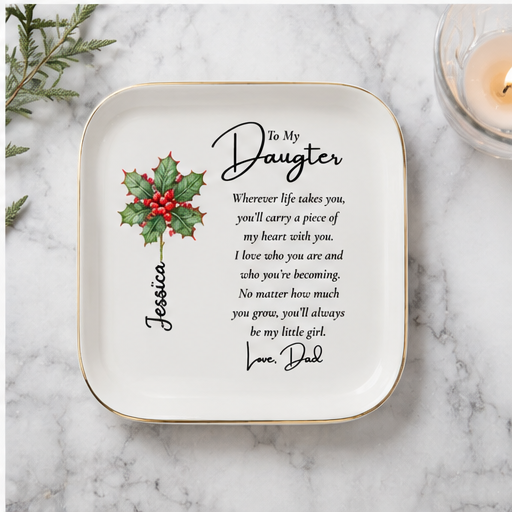 Personalized Birth Flower Jewelry Dish – Custom Name Gift for Her 🌸